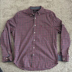 Nautica Men's Plaid Button-Down Shirt in Red and Blue